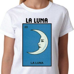 La Luna Loteria Mexican Bingo  Shirt Women's Racer back Moon